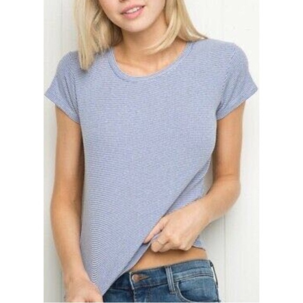 Blue and White Striped Brandy Melville Shirt